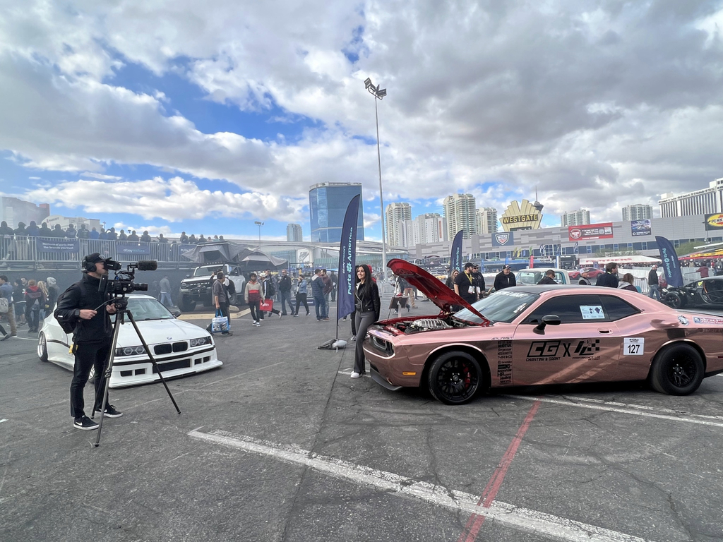 A custom Dodge Challenger made for a drag race.